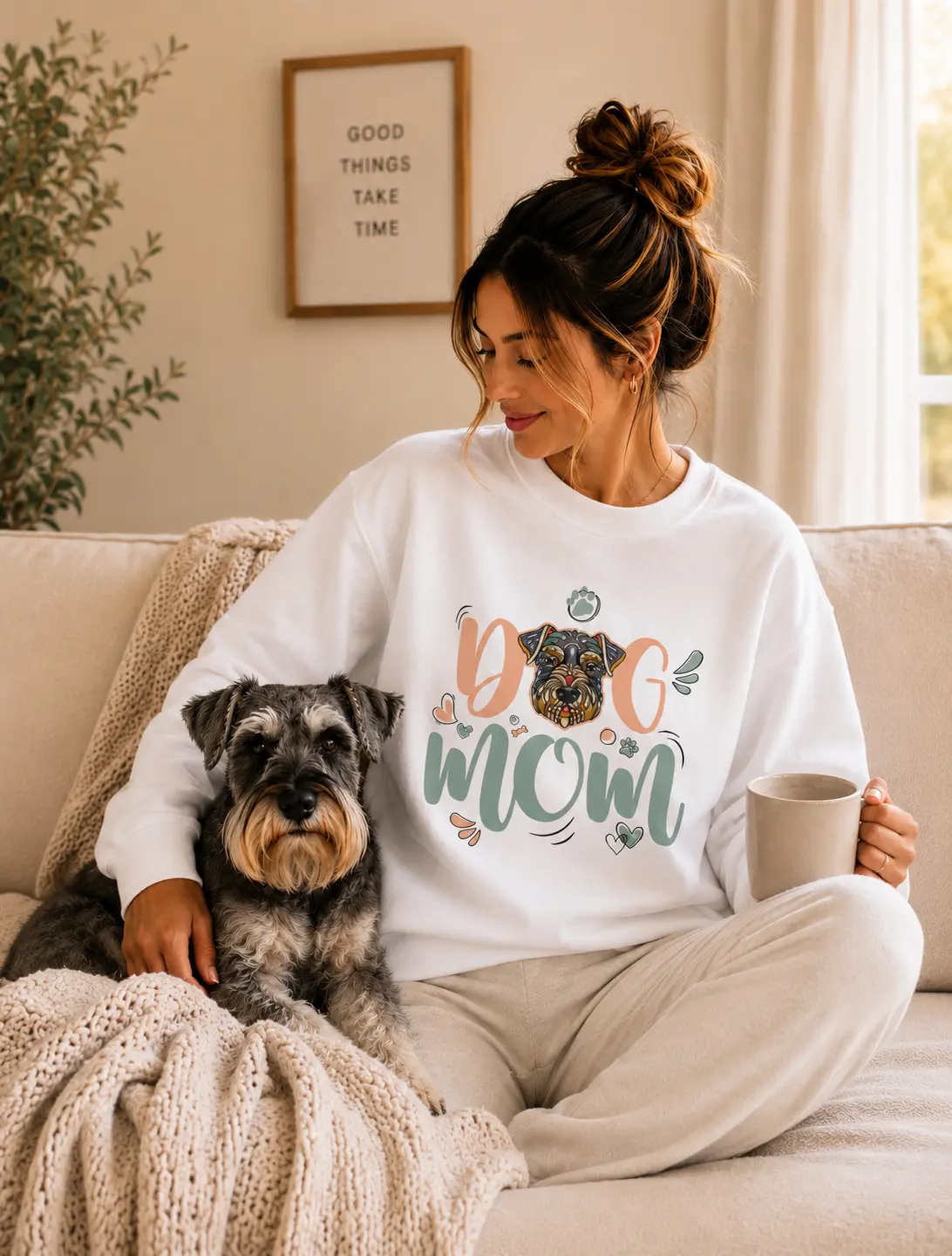 Sudadera para mujer de la colección human collection de Dinasty con estampado Schnauzer